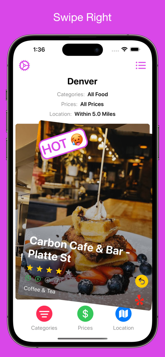 Home screen while swiping right, light mode