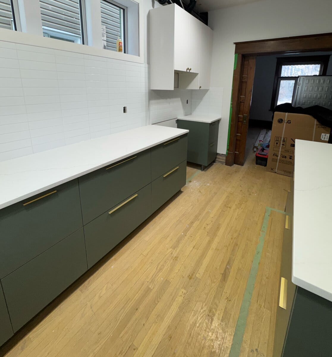 Kitchen with subway tile backsplash