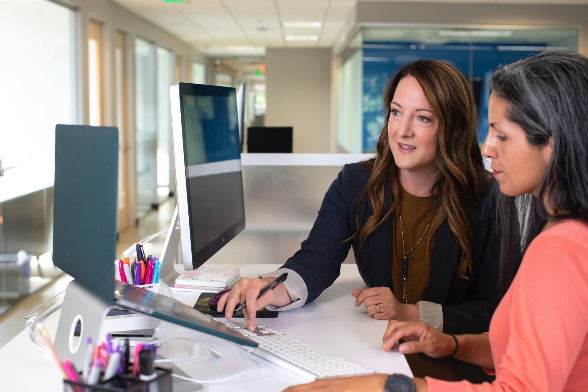 Business team collaborating in modern office