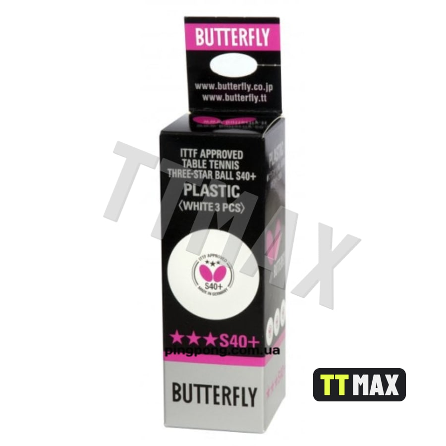 М'ячі Butterfly S40 + 3 * ITTF (3 шт в уп)