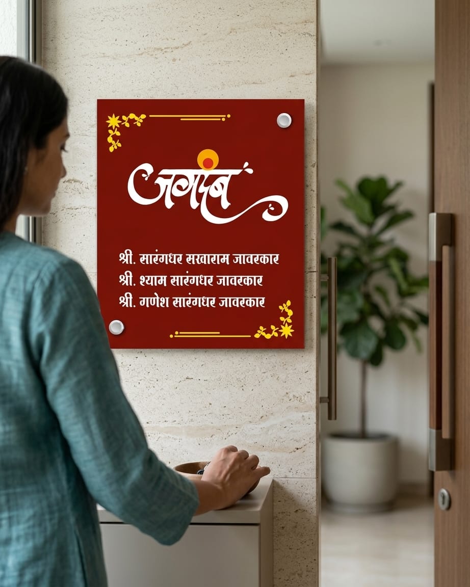 Jagdamb Acrylic Name Plate by Marathi Design