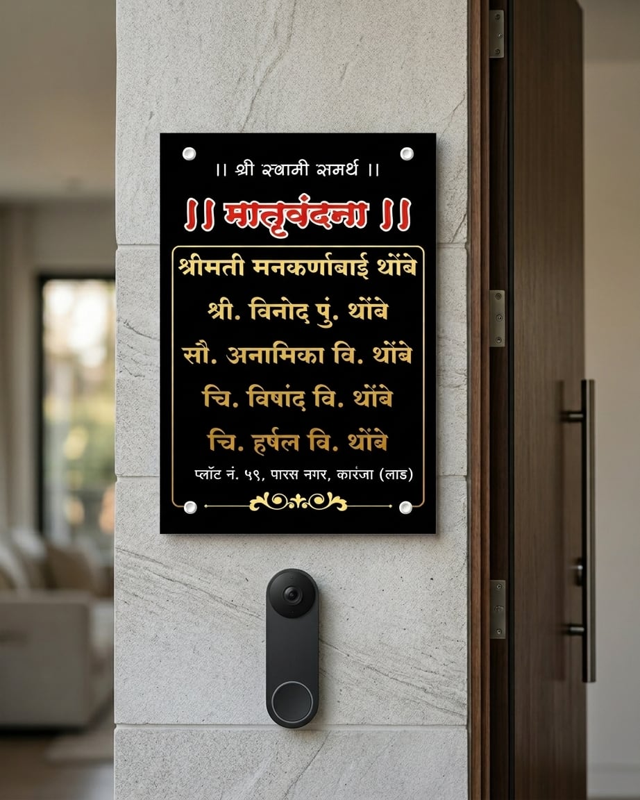 Acrylic Name Plate for All Family Members Name by Marathi Design