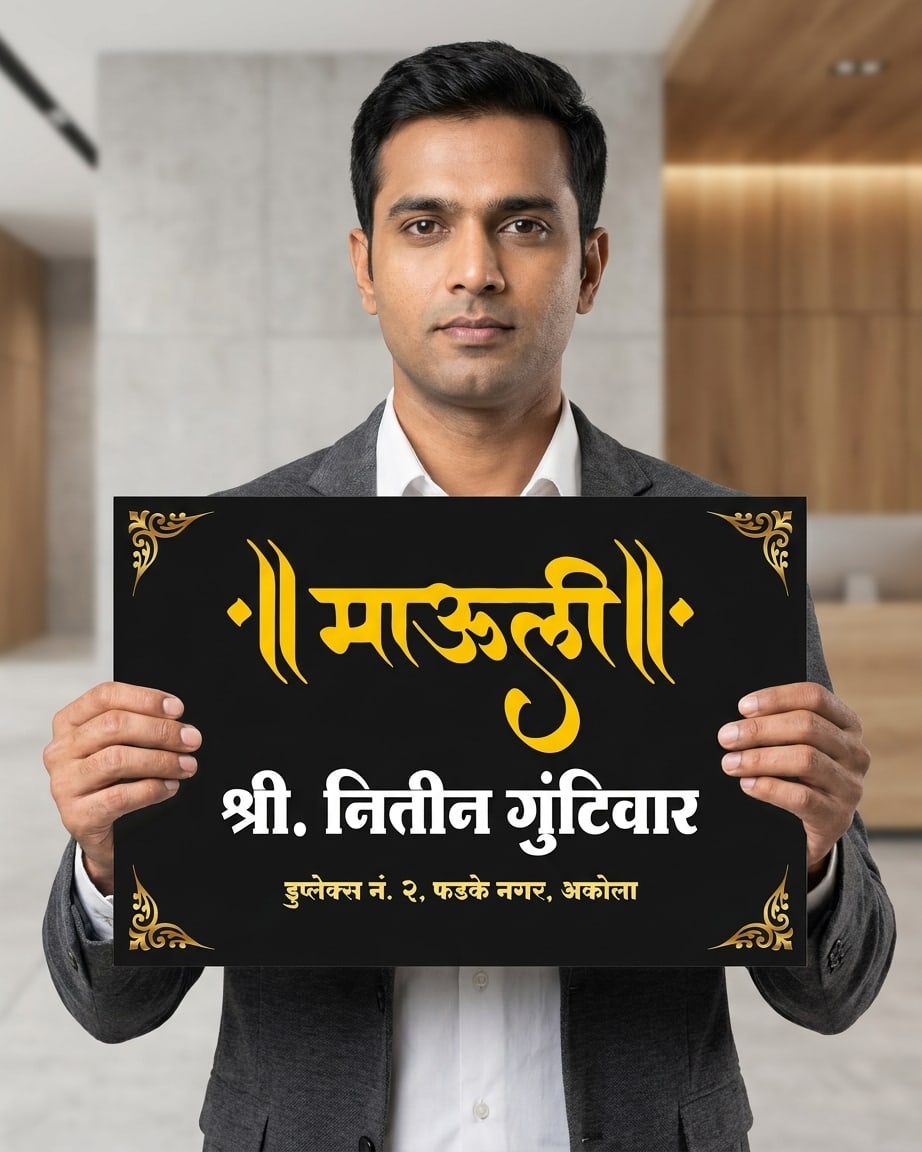 Acrylic Name Plate in Mauli Name Plate Design by Marathi Design
