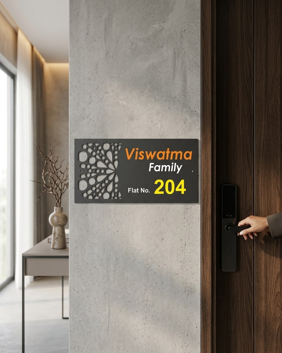 Creative Acrylic Nameplate For Flat And Office by Marathi Design