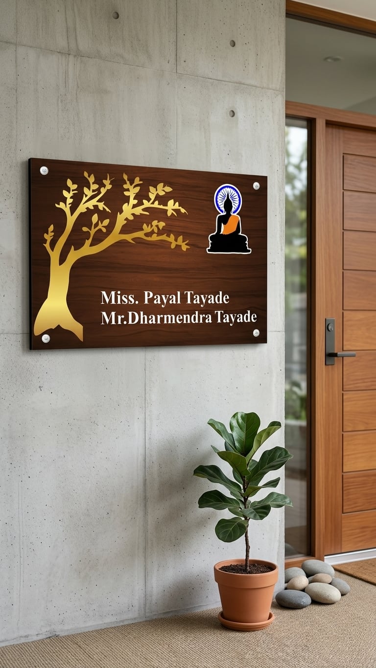 Buddha Acrylic Name Plate For Divine Energy by Marathi Design