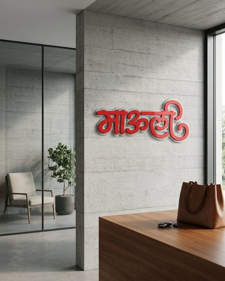 Mauli Marathi Acrylic Name for Home – Custom White & Red by Marathi Design