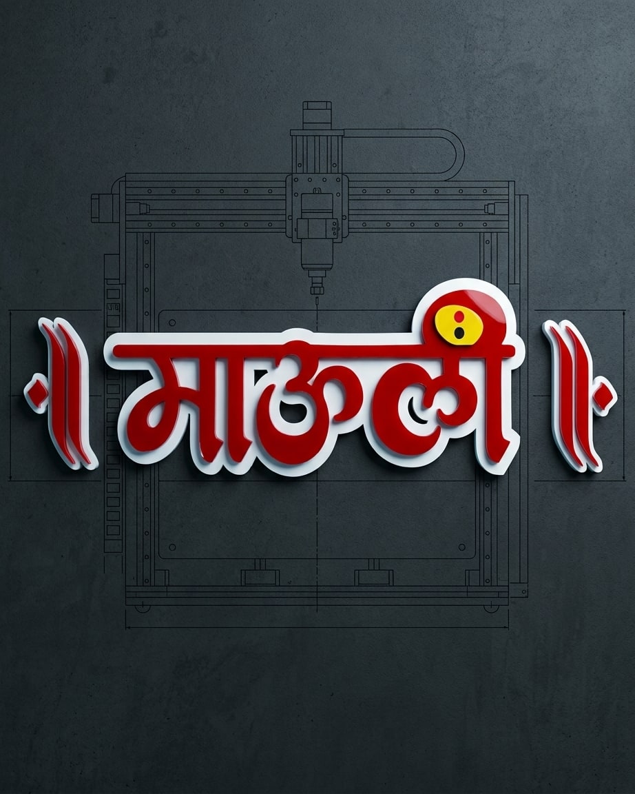 Mauli Acrylic Name for Home – Custom White & Red by Marathi Design