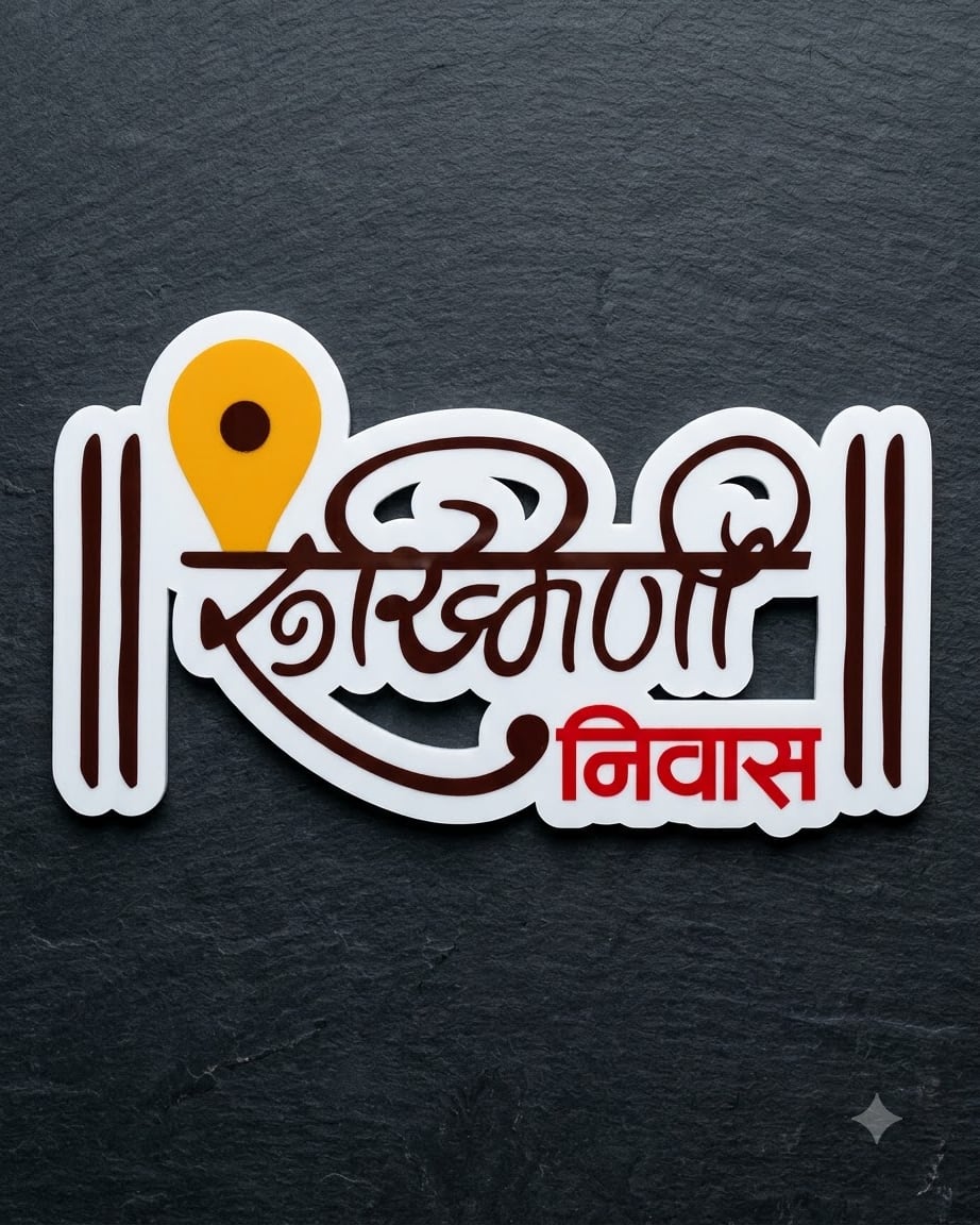 Rukhmini Niwas Marathi Acrylic Name with Vithhal Tila Symbol by Marathi Design