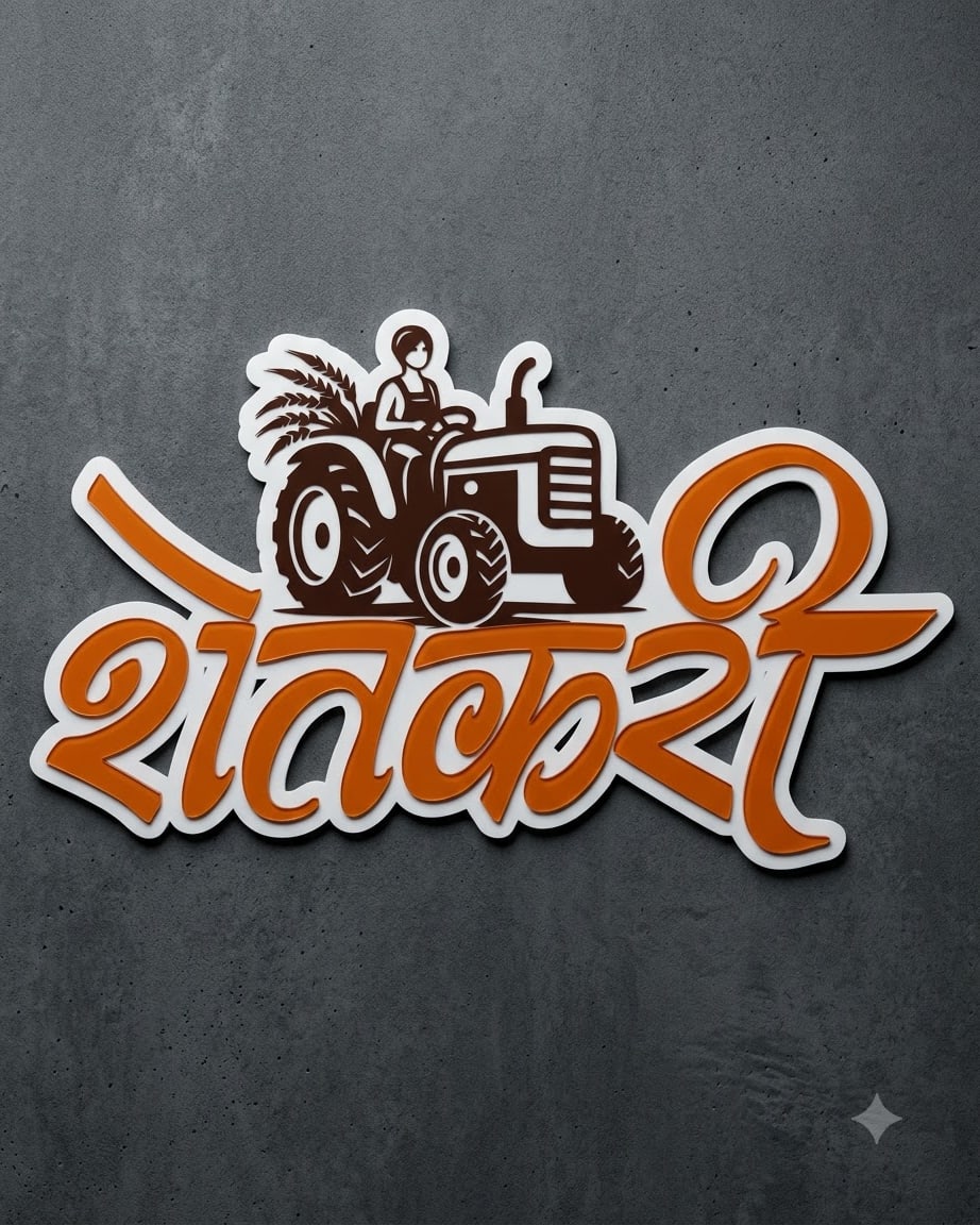 Shetakari Acrylic Name with Tractor Symbol by Marathi Design