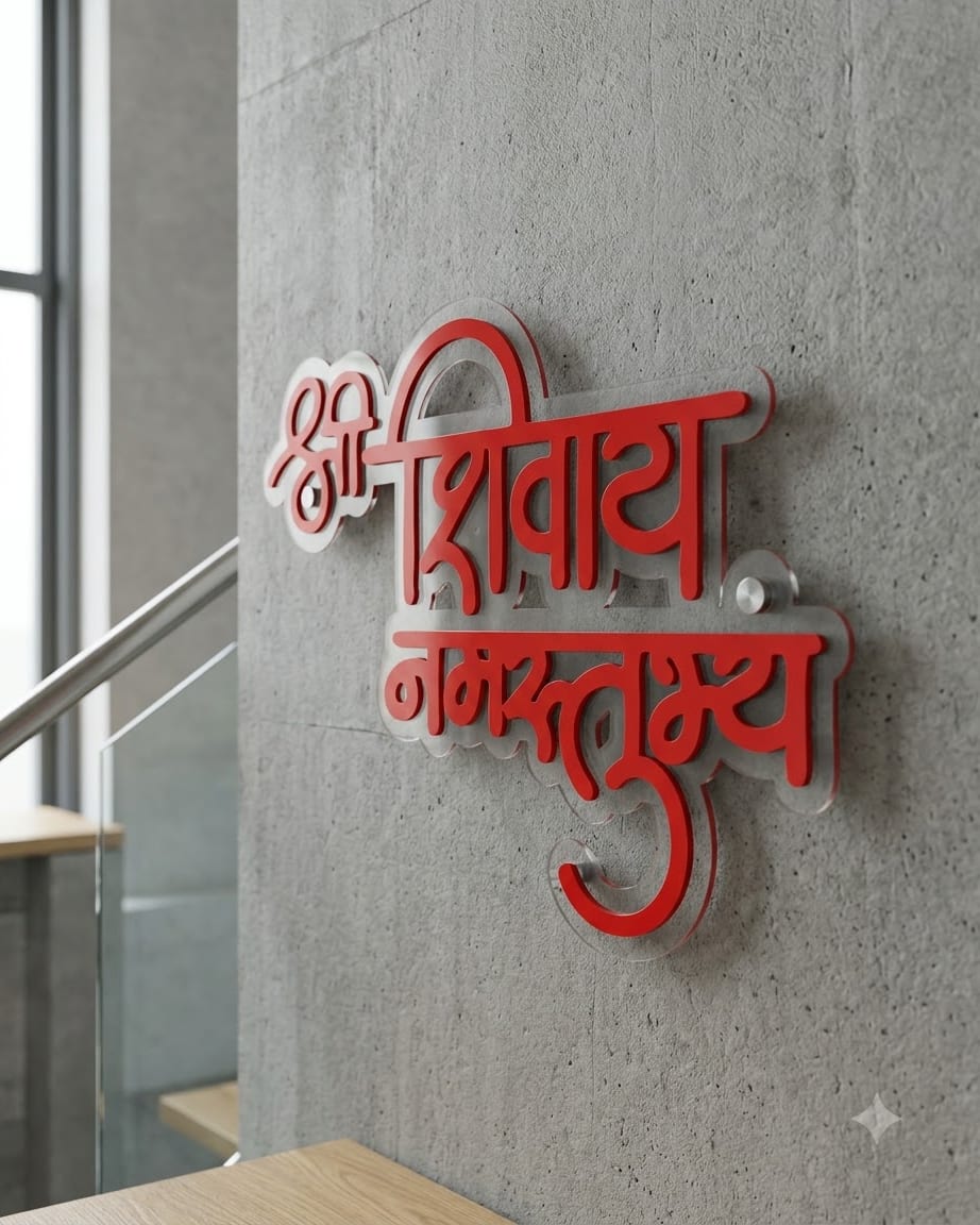 Shree Shivay Namstubhamya Marathi Name – Acrylic by Marathi Design