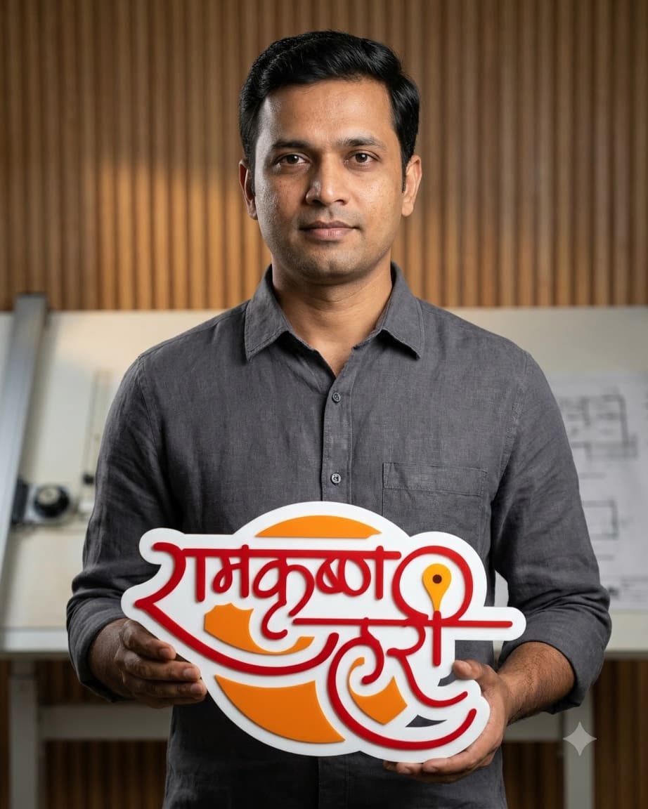Ramkrushna Hari Marathi Acrylic Name with LED Light by Marathi Design