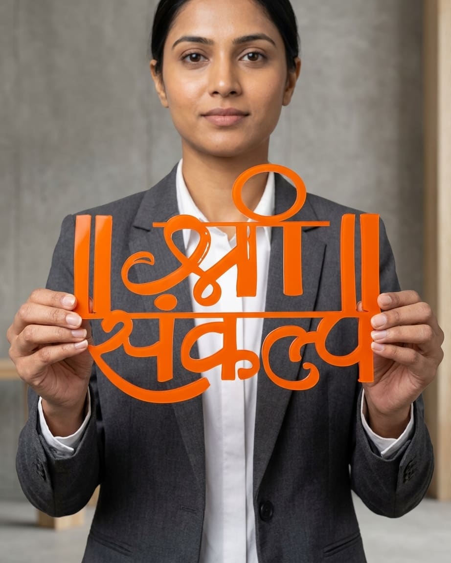 Shree Sankalp Acrylic Name for Apartment Door by Marathi Design