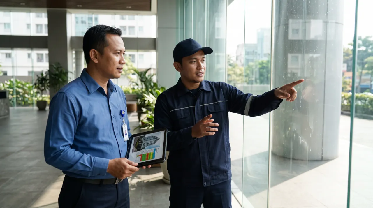 pembersihan kaca gedung