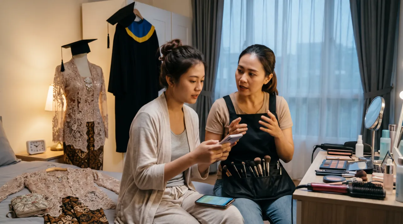 lama makeup wisuda dan hairdo
