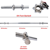 Weight Lifting Barbell Rod 1 Inch Hole Diameter – 3 to 6 Feet thumbnail 2