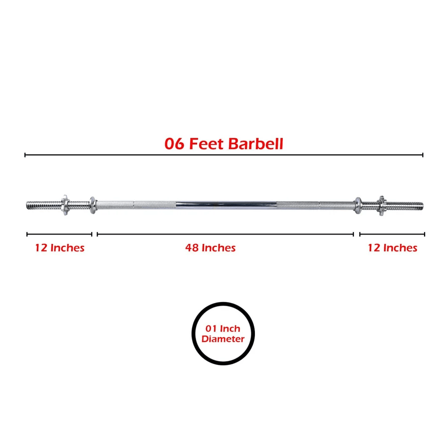 Weight Lifting Barbell Rod 1 Inch Hole Diameter – 3 to 6 Feet