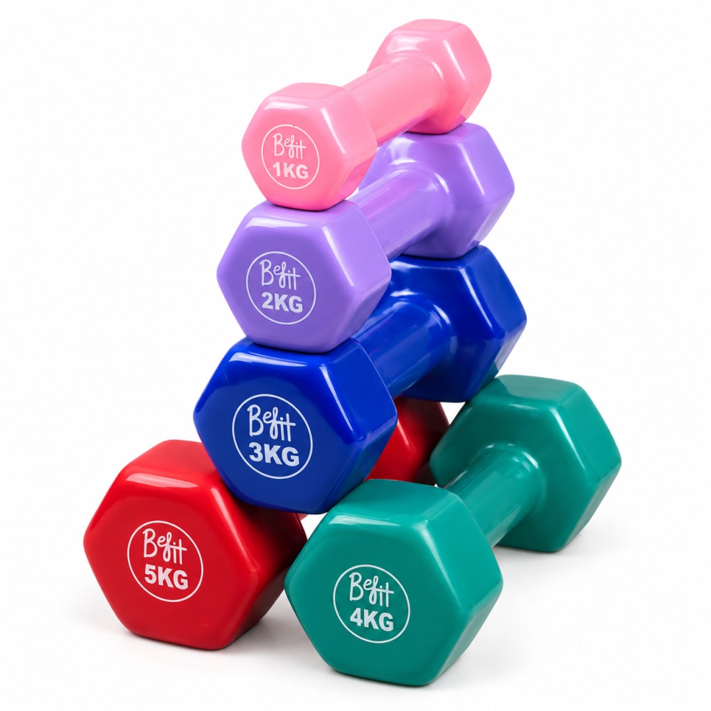 Vinyl Coated Dumbbells 1KG to 5KG Pack of 2