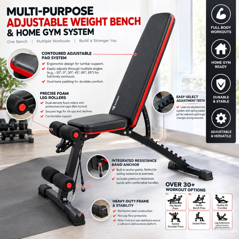 Apex weight bench adjustment angles