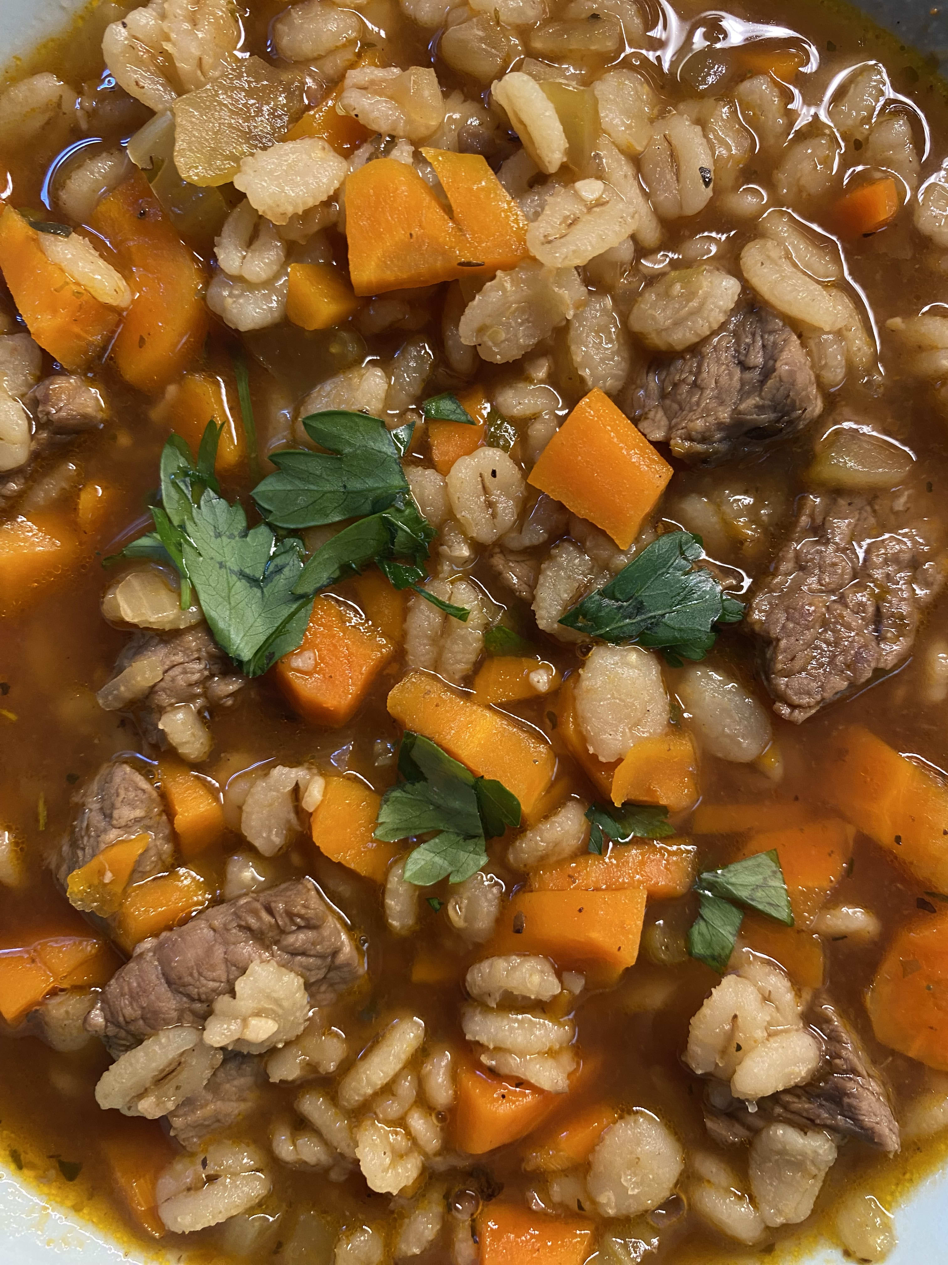 It's a picture of Jolene's Beef Barley Soup