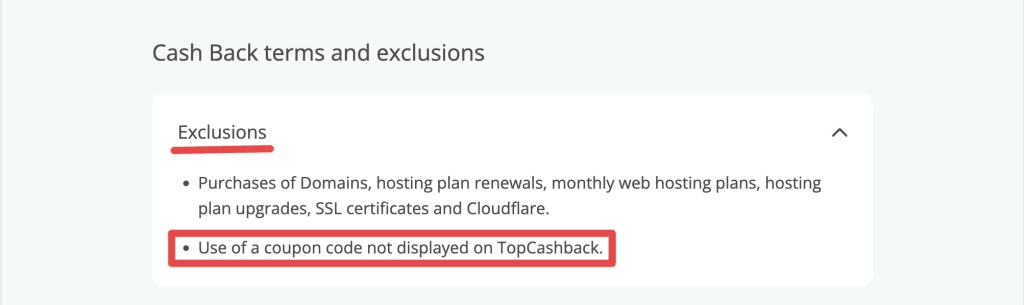 Hostinger Terms Exclusioins