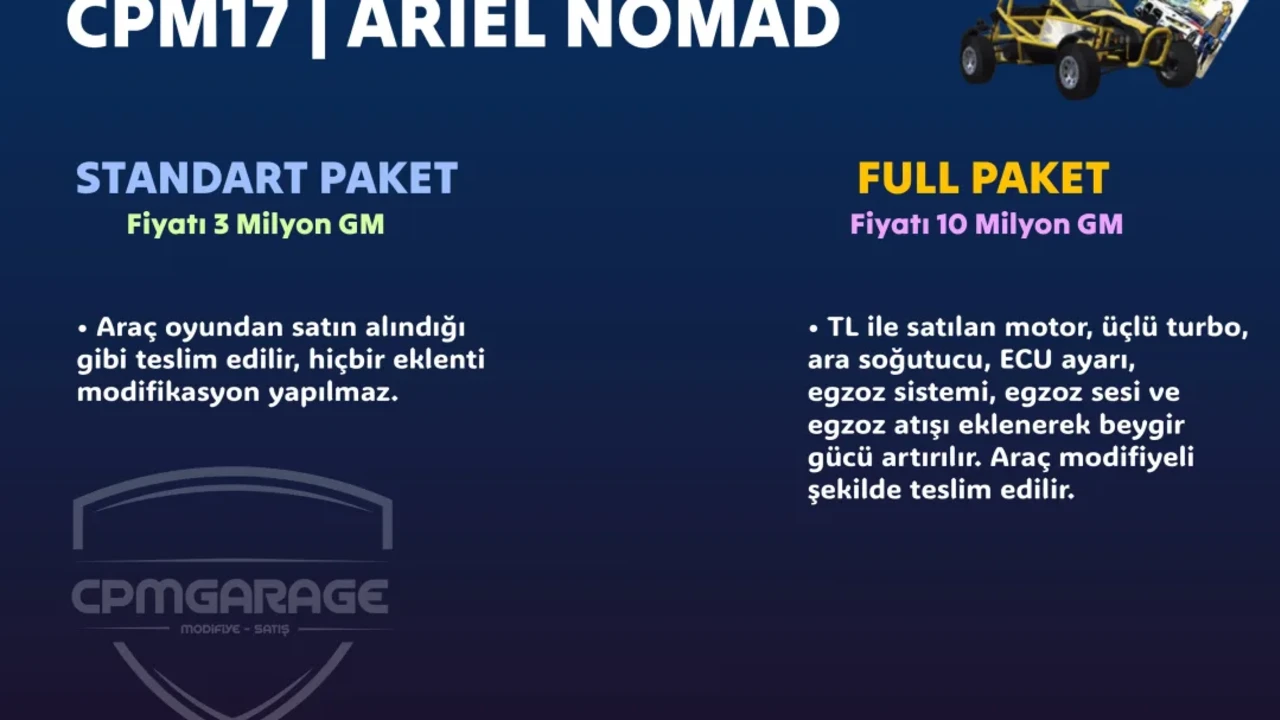 İSTEĞE ÖZEL ARİEL NOMAD YAPILIR. - PlayGaraj In-Game Vehicle for Sale