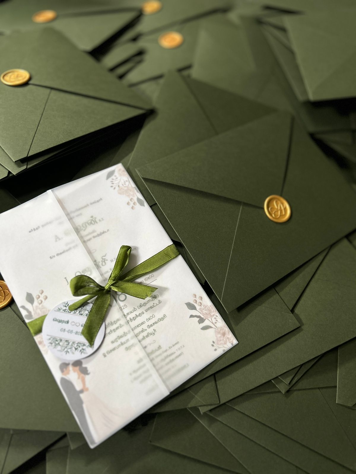 Olive Vellum Seal Invitation
