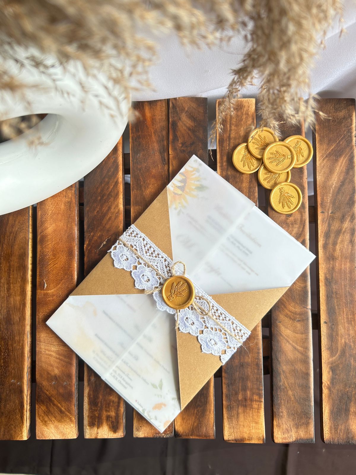 Rustic Lace Vellum Invitation