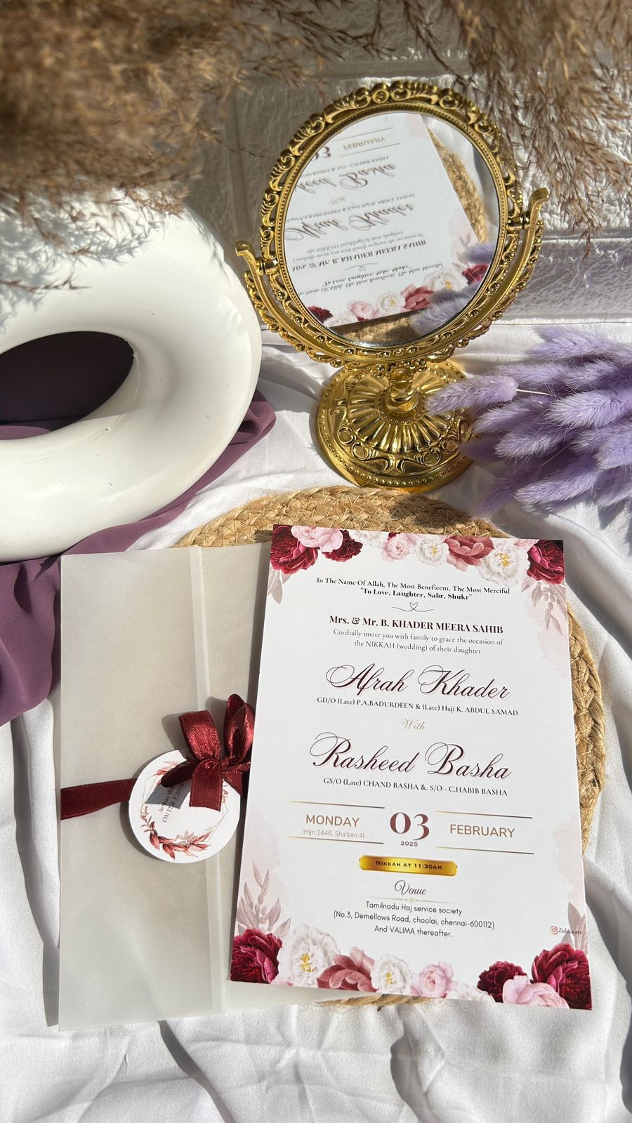 Floral Vellum Wrap Invitation