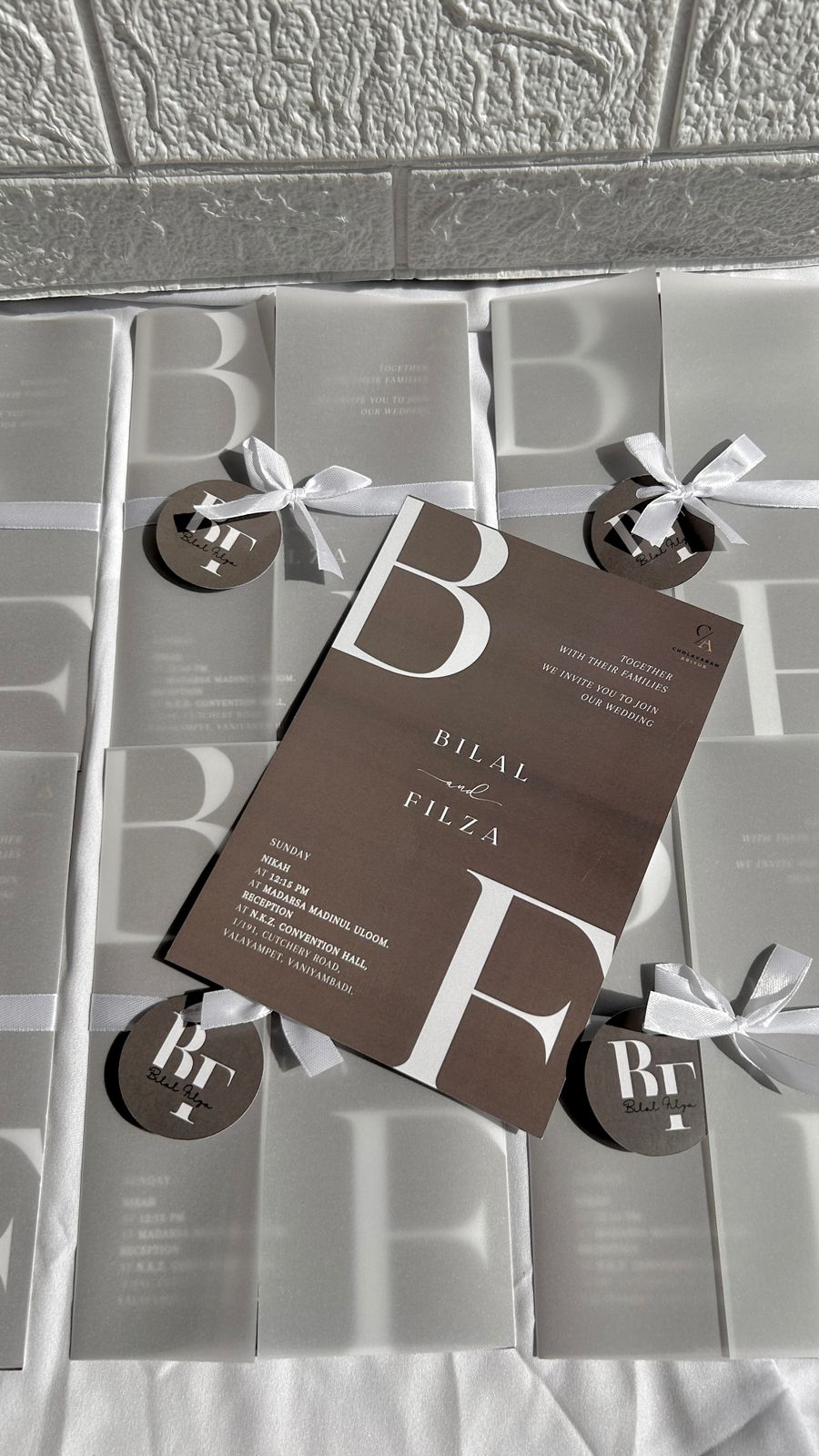 Monogram Vellum Wrap Invitation
