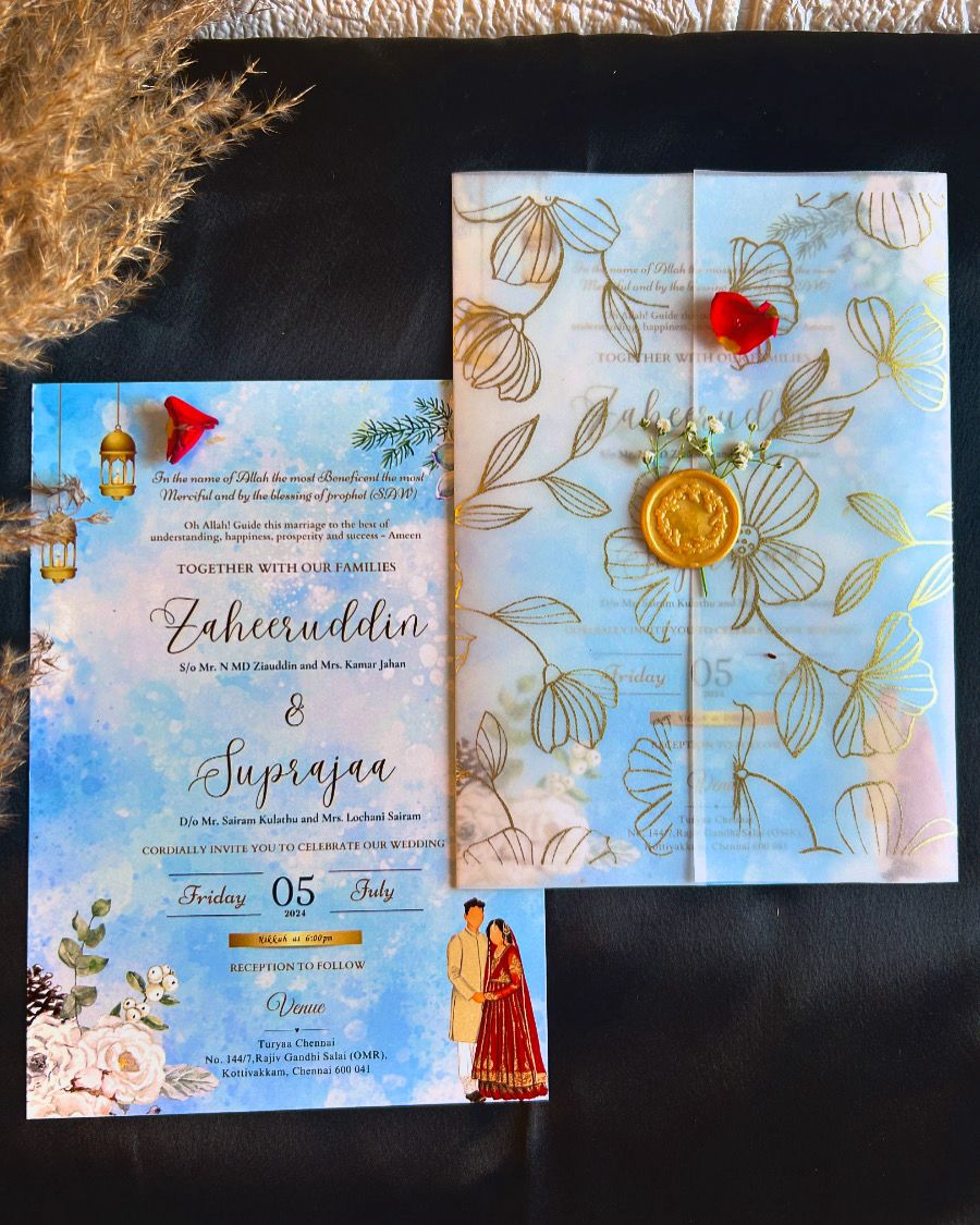 Floral Vellum Wax Seal Invitation