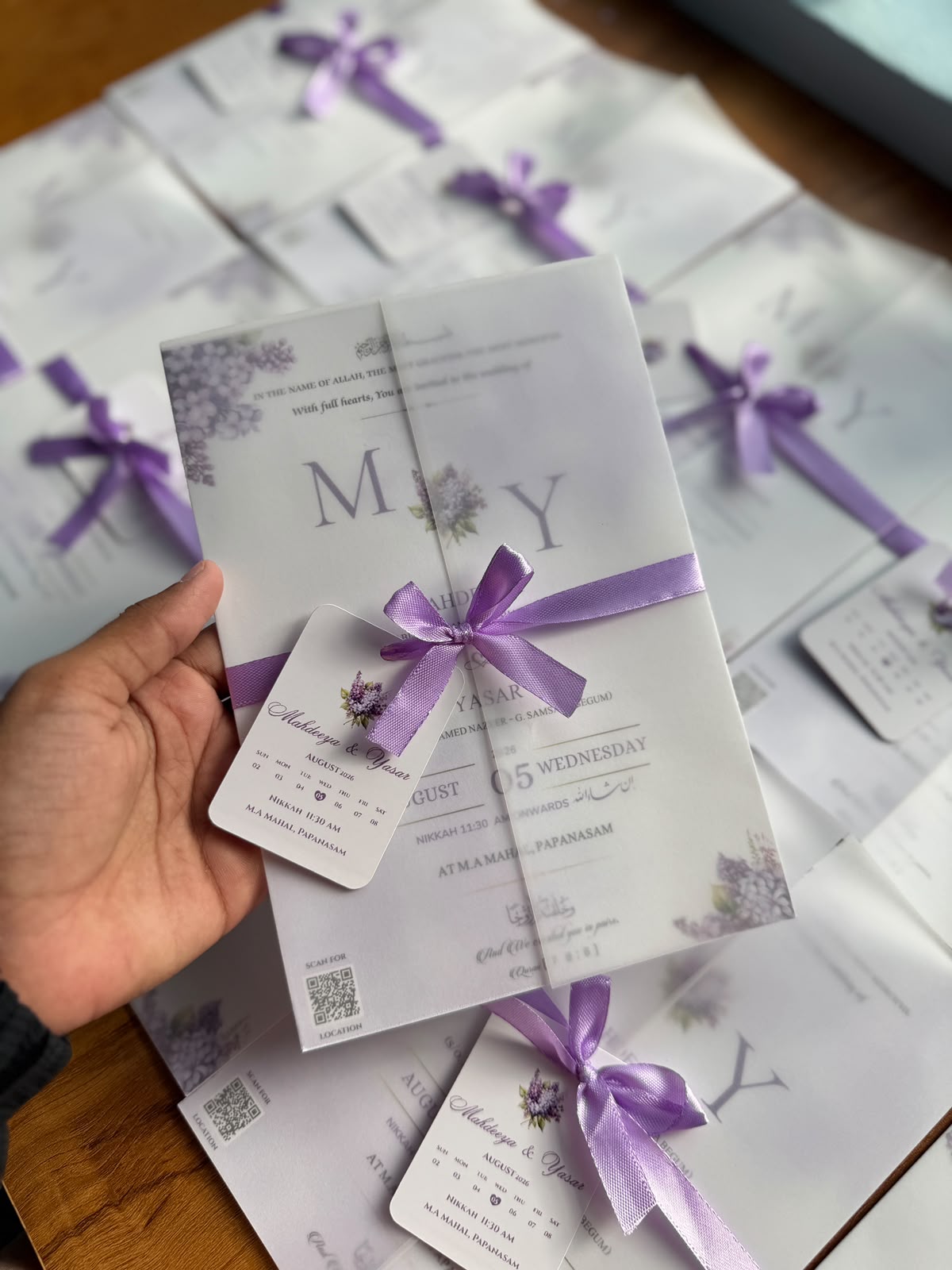 Lilac Bloom Ribbon Invitation