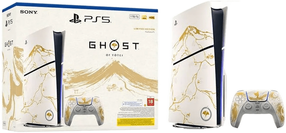 Sony PlayStation 5 Disc Slim Ghost of Yotei Limited Edition Console Bundle, 1TB SSD, 4K-TV Gaming, 120fps with 120Hz output, HDR Technology, Game Voucher not Included, U
