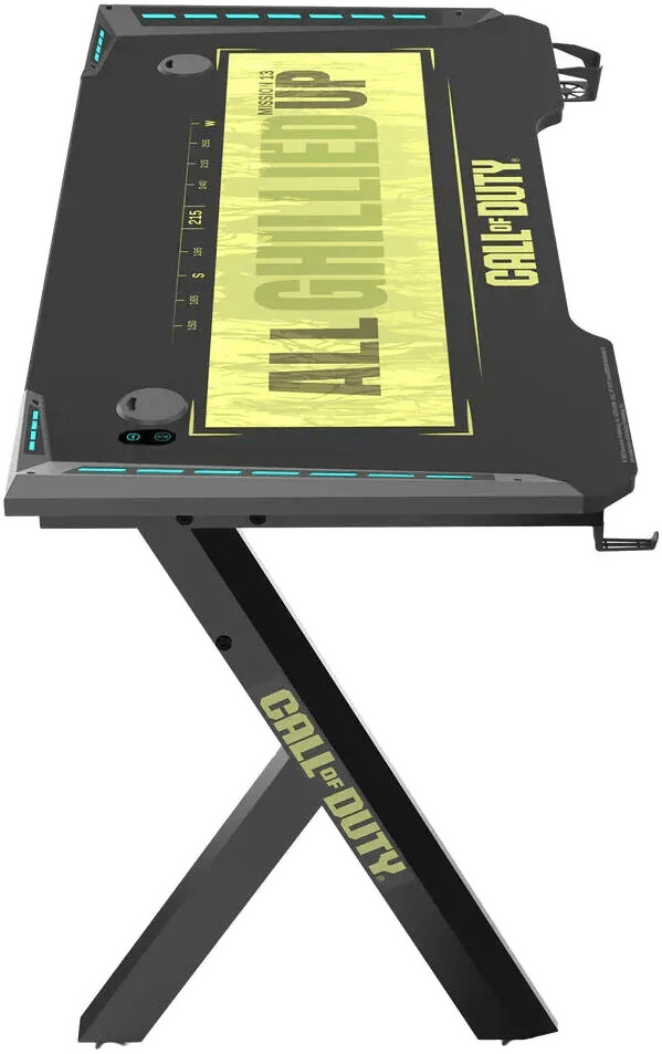 GAMEON Call Of Duty Hawksbill Series RGB Flowing Light Gaming Desk, Size 1200-600-720mm With (8003003mm - Mouse Pad), Headphone Hook & Cup Holder, Up to 120 Kgs Load, BlackGreen 5