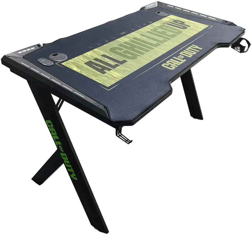 GAMEON Call Of Duty Hawksbill Series RGB Flowing Light Gaming Desk, Size 1200-600-720mm With (8003003mm - Mouse Pad), Headphone Hook & Cup Holder, Up to 120 Kgs Load, BlackGreen 6