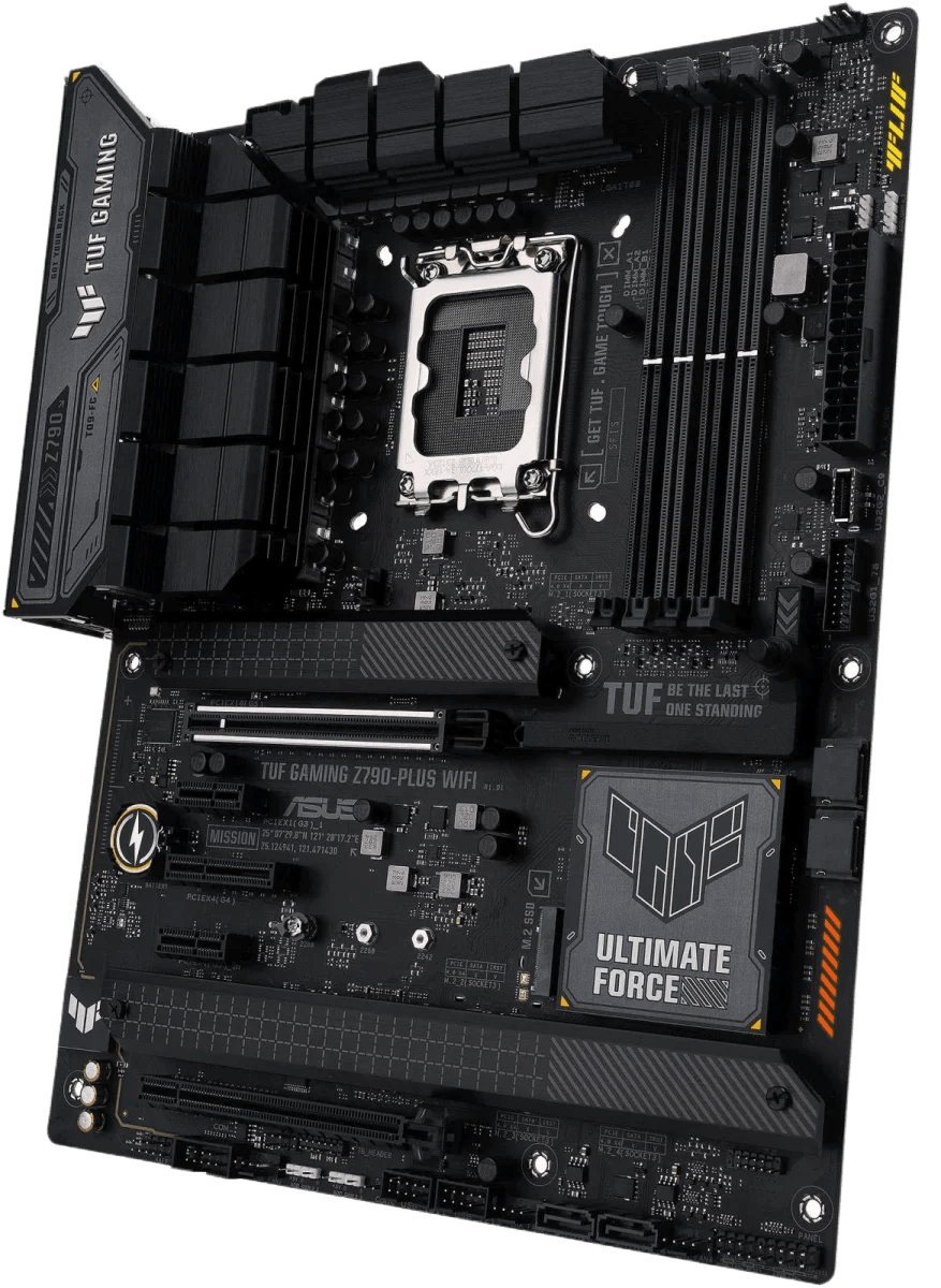 ASUS TUF GAMING Z790-PLUS WIFI LGA1700 ATX Motherboard, Intel Z790 Chipset, 4x DIMM DDR5 192GB Max Capacity, PCIe 5.0 x16, 4 x M.2, Intel 2.5Gb ETH, HDMI DP, USB 3.2-C