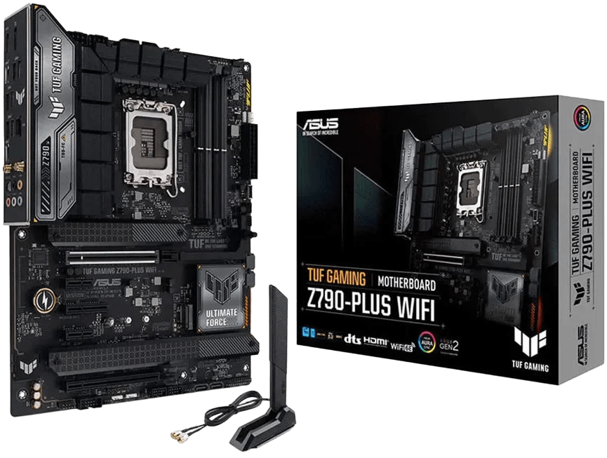 ASUS TUF GAMING Z790-PLUS WIFI LGA1700 ATX Motherboard, Intel Z790 Chipset, 4x DIMM DDR5 192GB Max Capacity, PCIe 5.0 x16, 4 x M.2, Intel 2.5Gb ETH, HDMI DP, USB 3.2-C 2