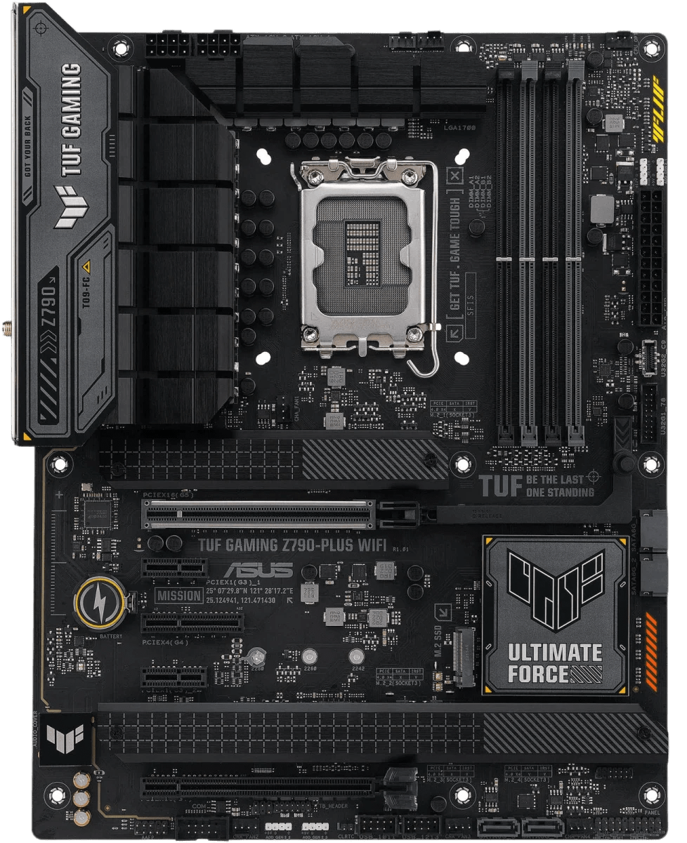 ASUS TUF GAMING Z790-PLUS WIFI LGA1700 ATX Motherboard, Intel Z790 Chipset, 4x DIMM DDR5 192GB Max Capacity, PCIe 5.0 x16, 4 x M.2, Intel 2.5Gb ETH, HDMI DP, USB 3.2-C 4