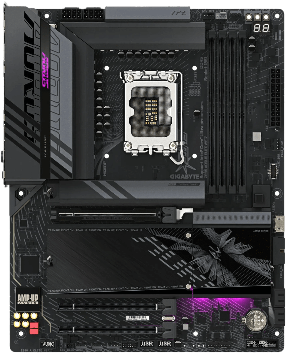 GIGABYTE Z890 Aorus Elite Wi-Fi 7 LGA 1851 ATX Motherboard, Intel Z890 Chipset, 4x DDR5 DIMM Slot, Up to 256GB Max Memory, Wi-Fi 7 & BT 2.4, 1x PCIe 5.0 x16, 4x M.2 Slots, Black