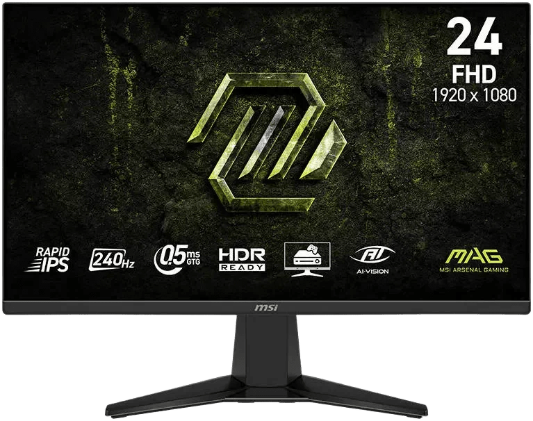 MSI MAG 245F X24 Gaming Monitor, 24 Rapid IPS Display, FHD Resolution, 240Hz Refresh Rate, 0.5 (GtG) Response Time, AMD FreeSync Premium Technology, Black