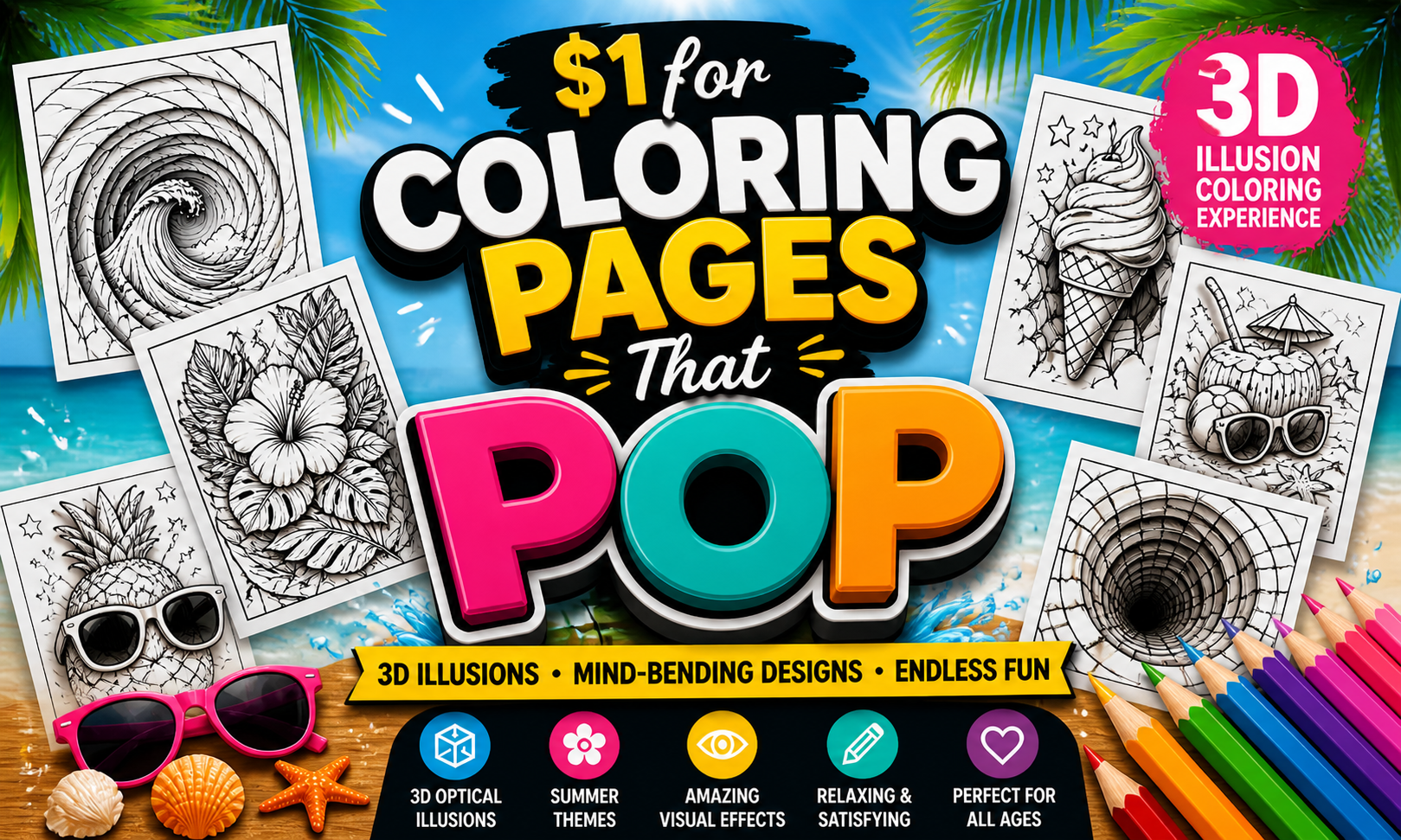 One Dollar for Coloring Pages That POP