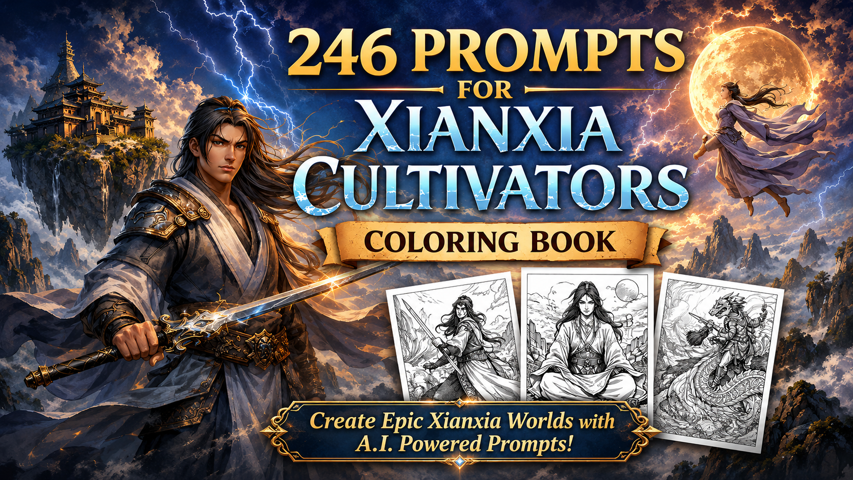 246 Prompts Xianxia Coloring Book Product