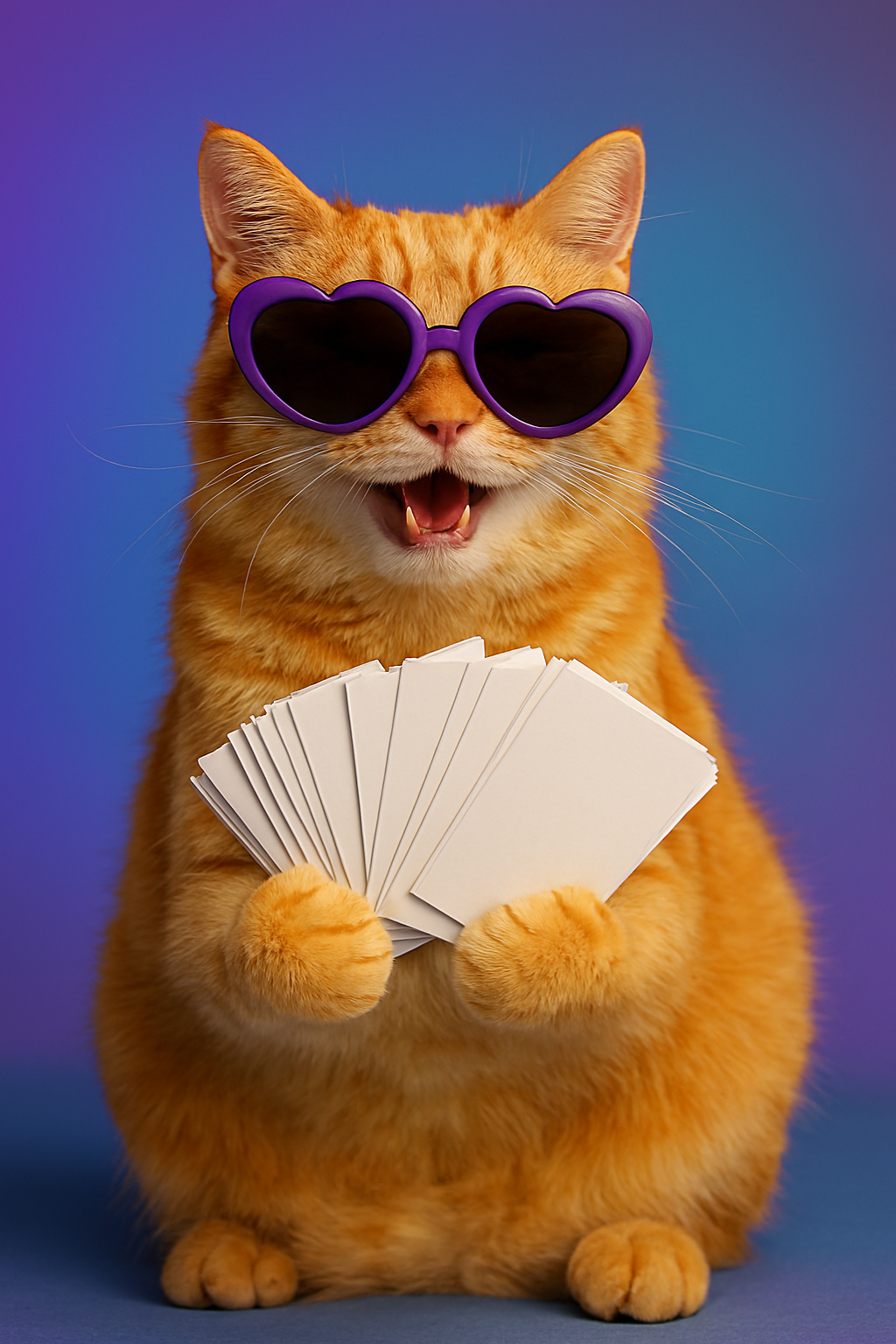 Gatito con tarjetas de presentación