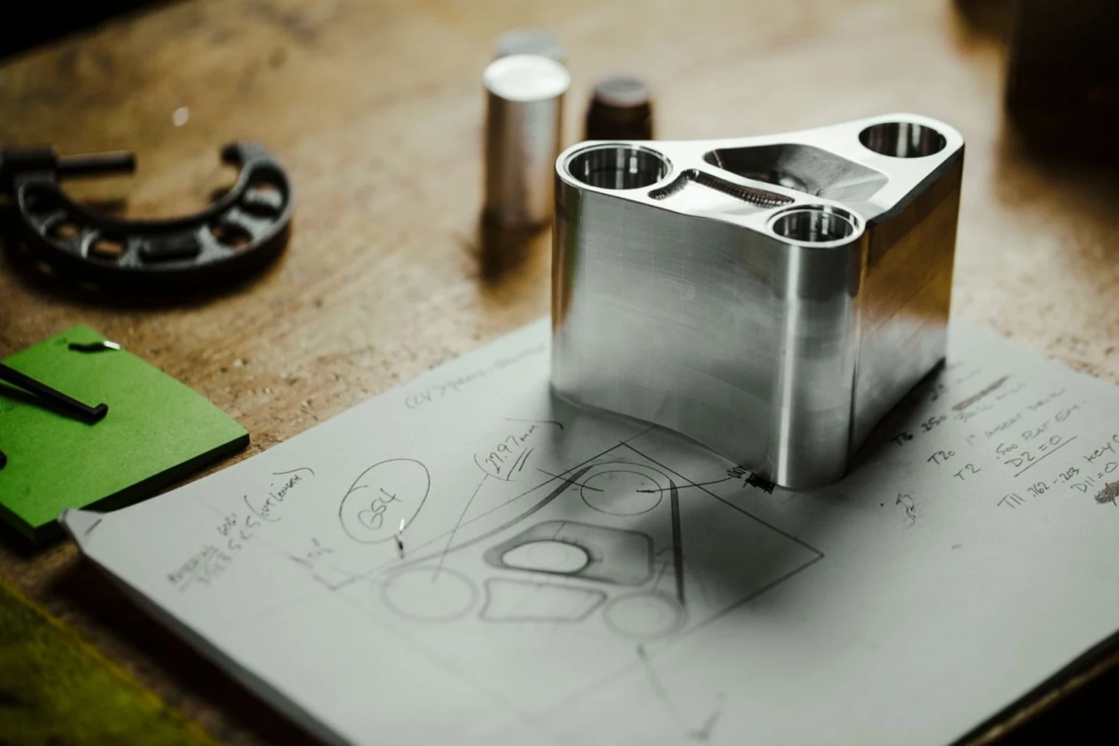 block of metal on table