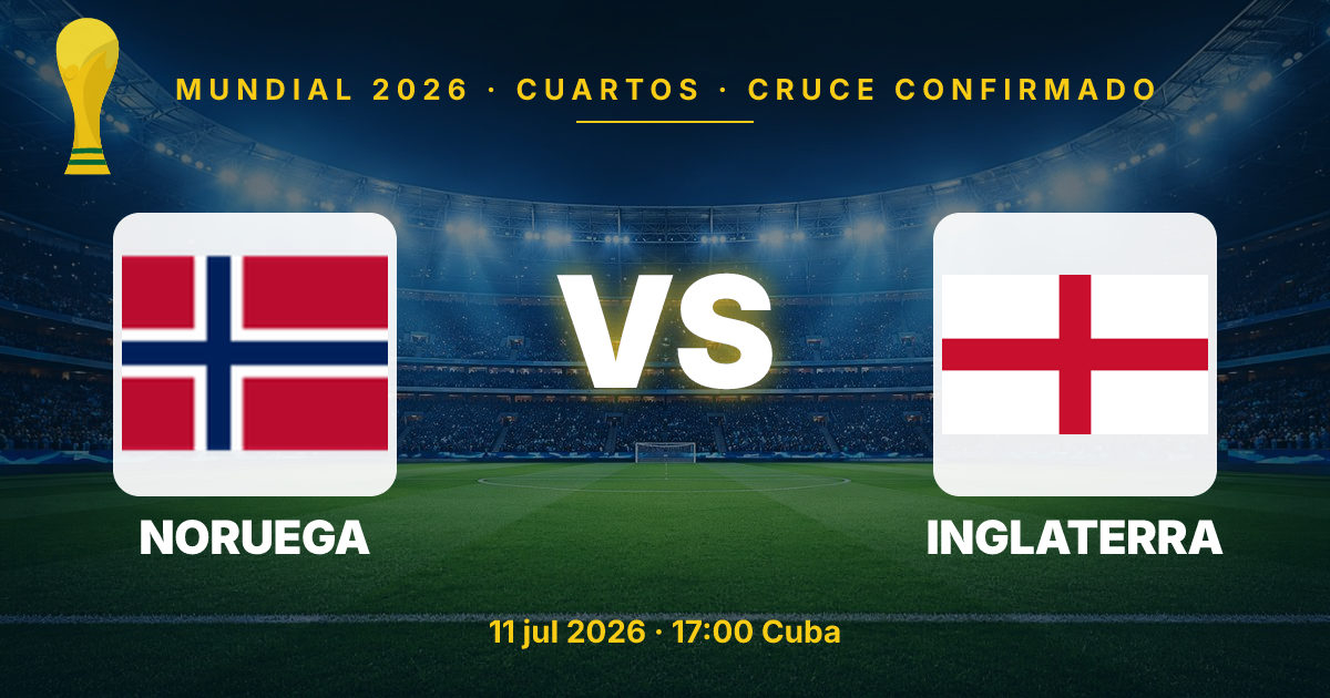 Noruega y Inglaterra se enfrentan en cuartos de final del Mundial 2026