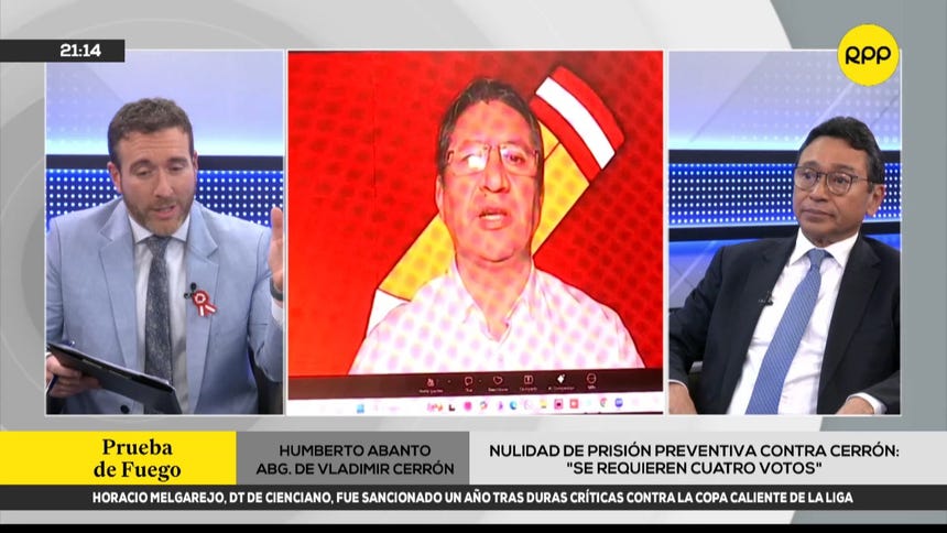 Abogado de Vladimir Cerrón: Si se anula orden de prisión, retornará al debate político