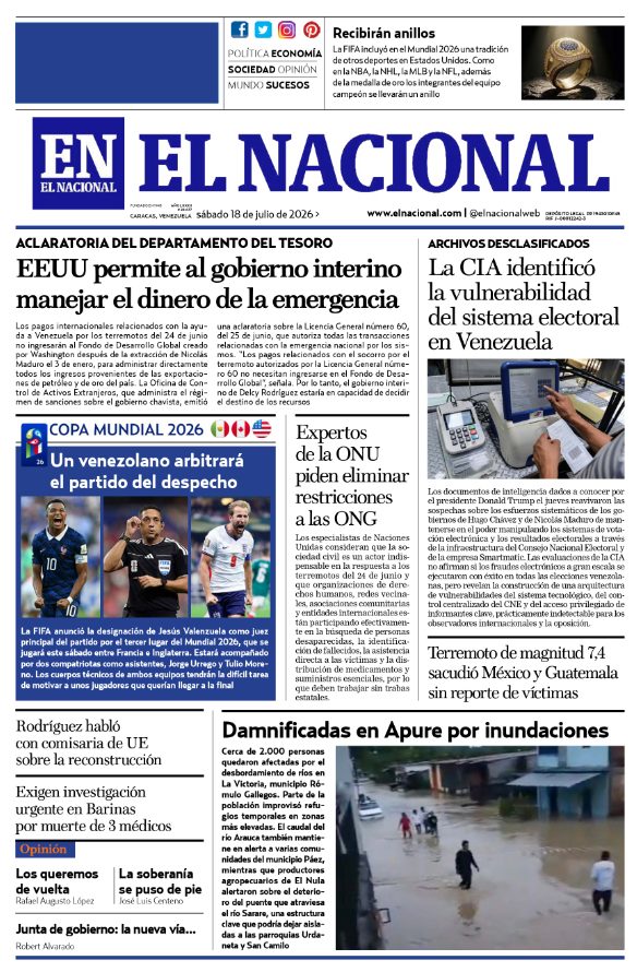 Actualización de noticias del sábado 18 de julio de 2026