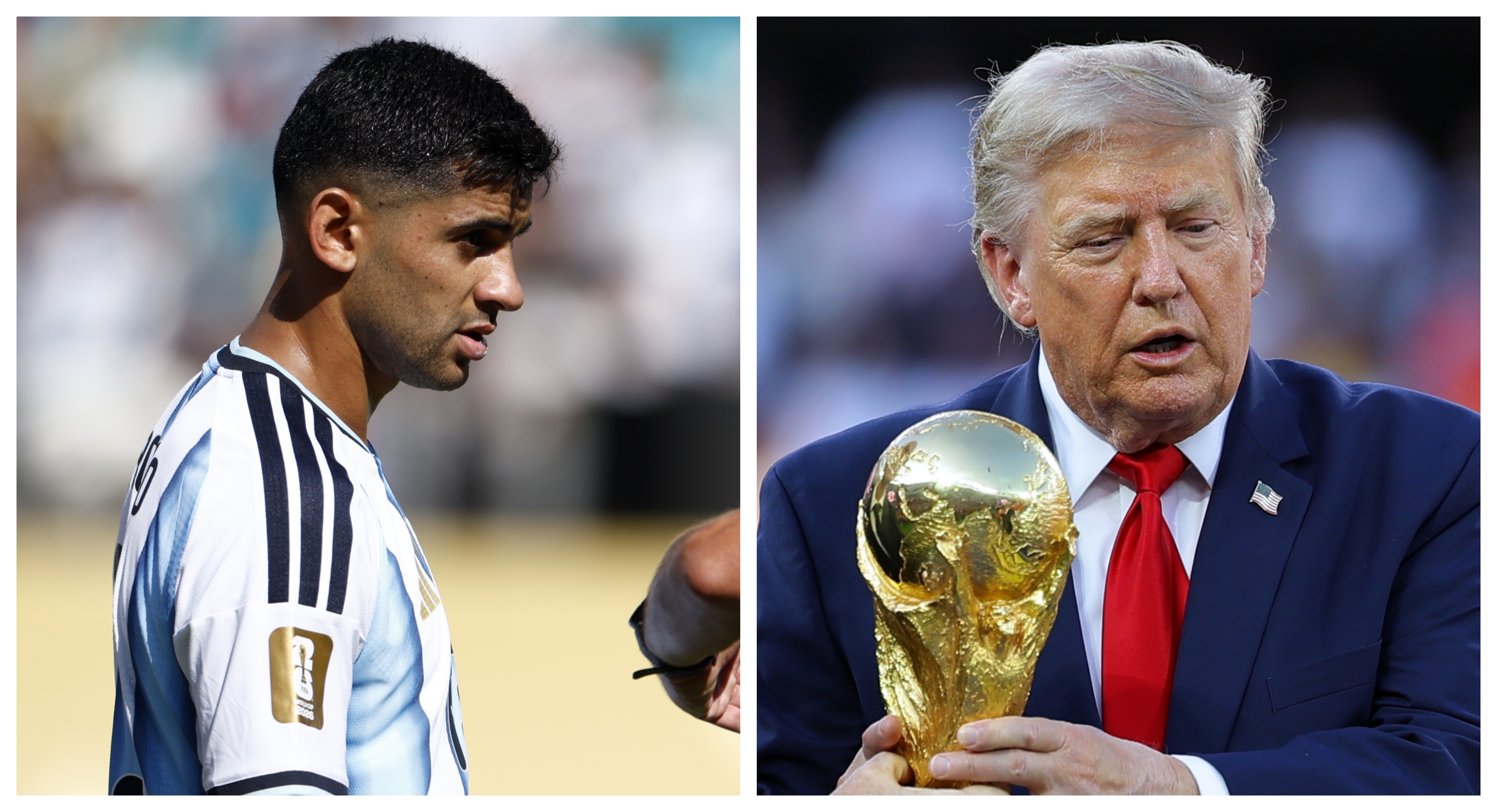 Cristian Romero pasa de saludar a Donald Trump durante la entrega de medallas del Mundial 2026