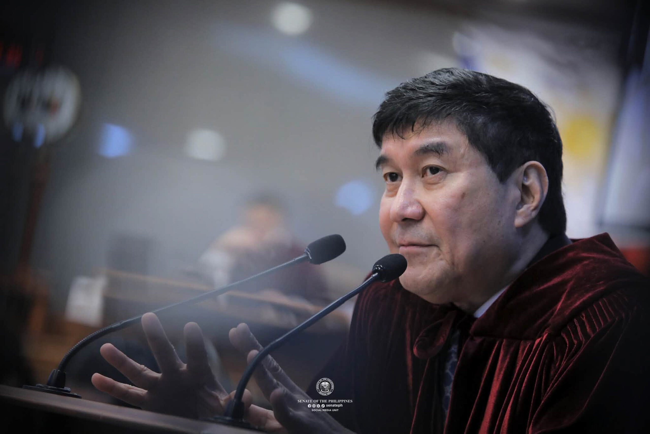 Senator Raffy Tulfo Uses Buzzer to Regulate Speaking Time During Sara Duterte's Impeachment Trial