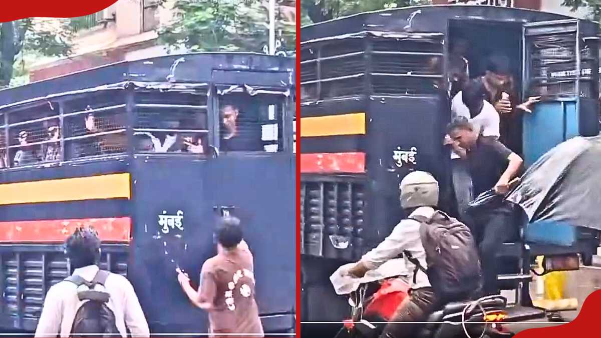 Protesters Escape Police Van During Mumbai Demonstration
