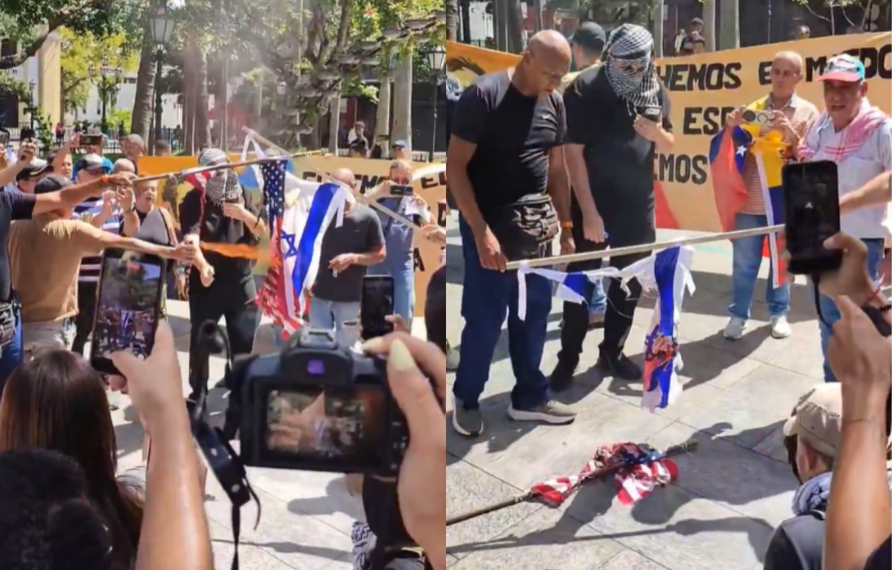 Chavistas quemaron banderas de EE.UU. e Israel en Caracas